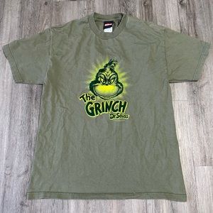 2001 Dr. Seuss the grinch green graphic felt logo t shirt